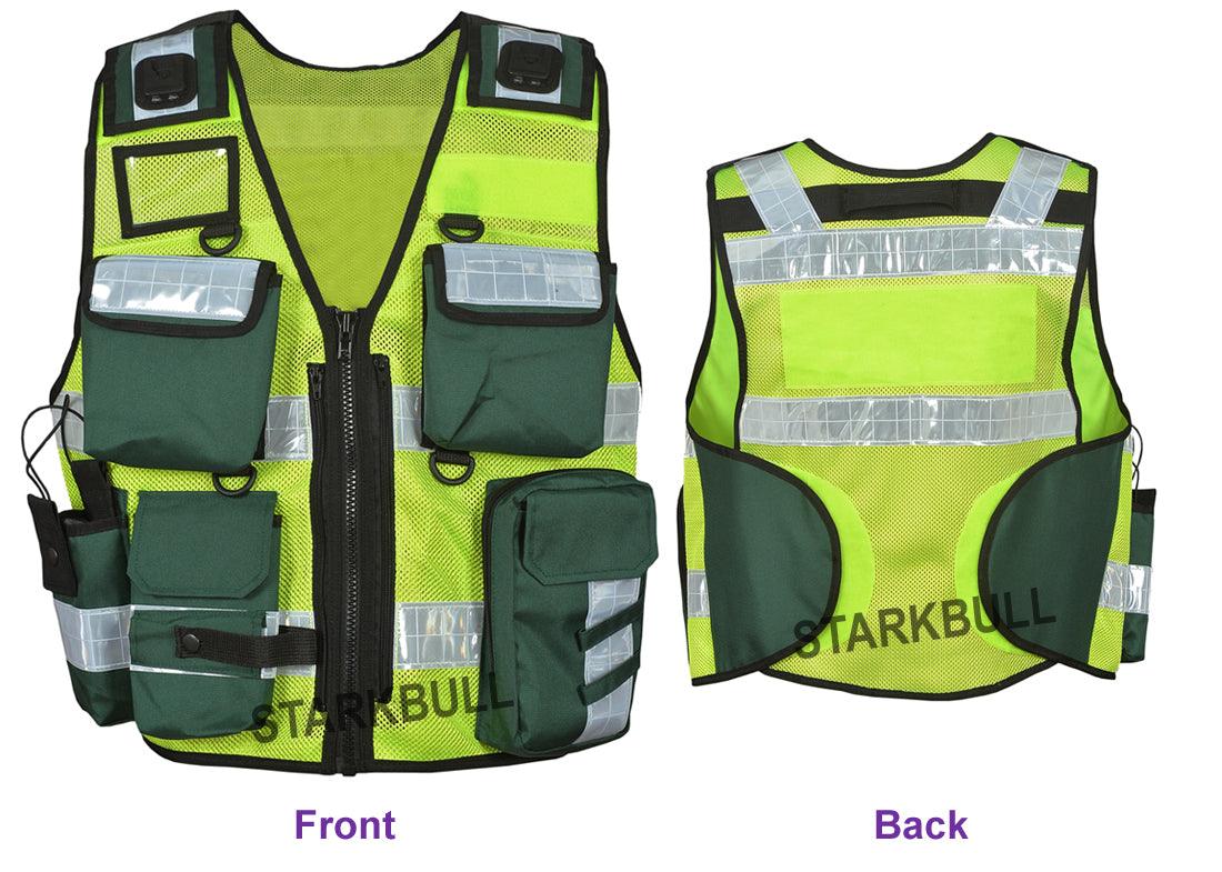 8503 Big Sizes Hi Viz Security Vest with Personalized Patches, High Visibility Tactical Vest - Starkbull Hi Viz Vests
