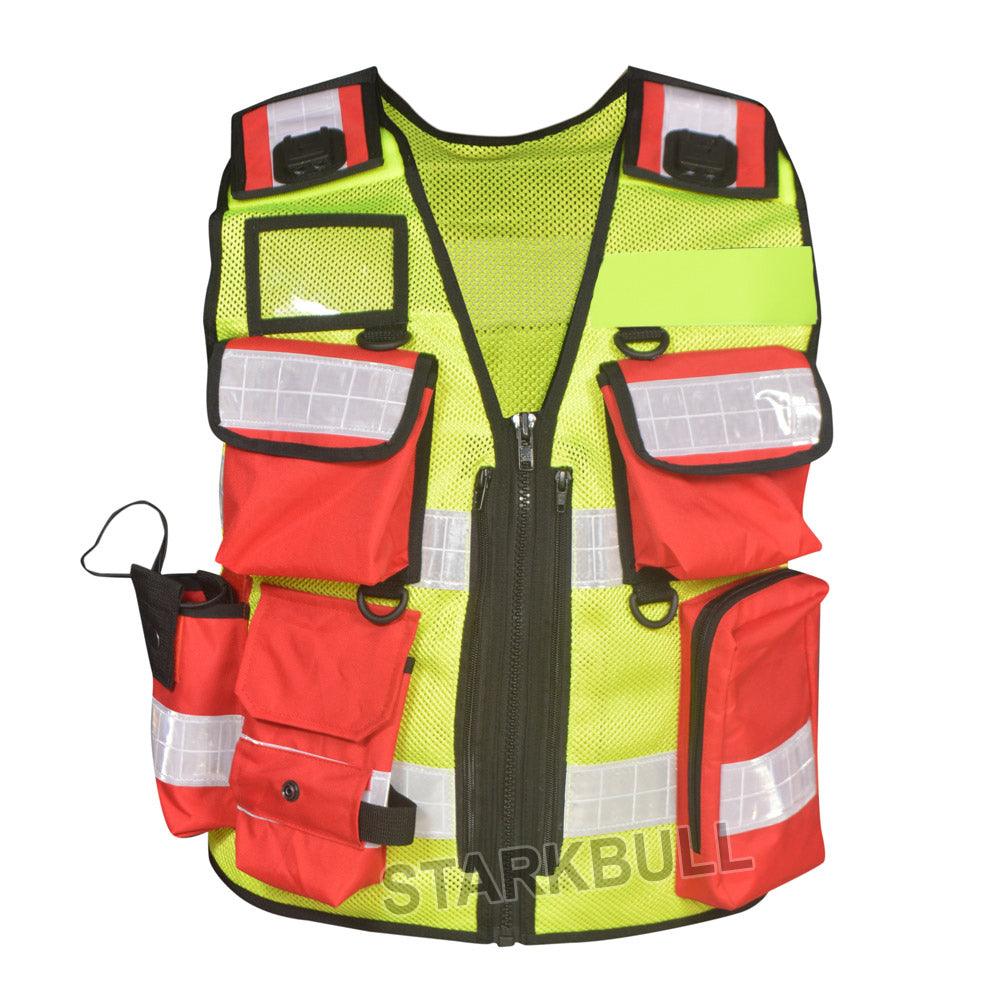 8504 Big Sizes Hi Viz Security Vest with Personalized Patches, High Visibility Tactical Vest - Starkbull Hi Viz Vests