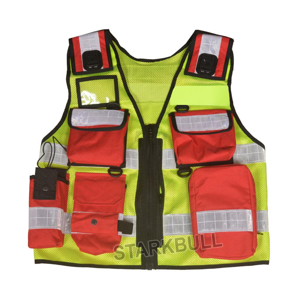 8504 Big Sizes Hi Viz Security Vest with Personalized Patches, High Visibility Tactical Vest - Starkbull Hi Viz Vests