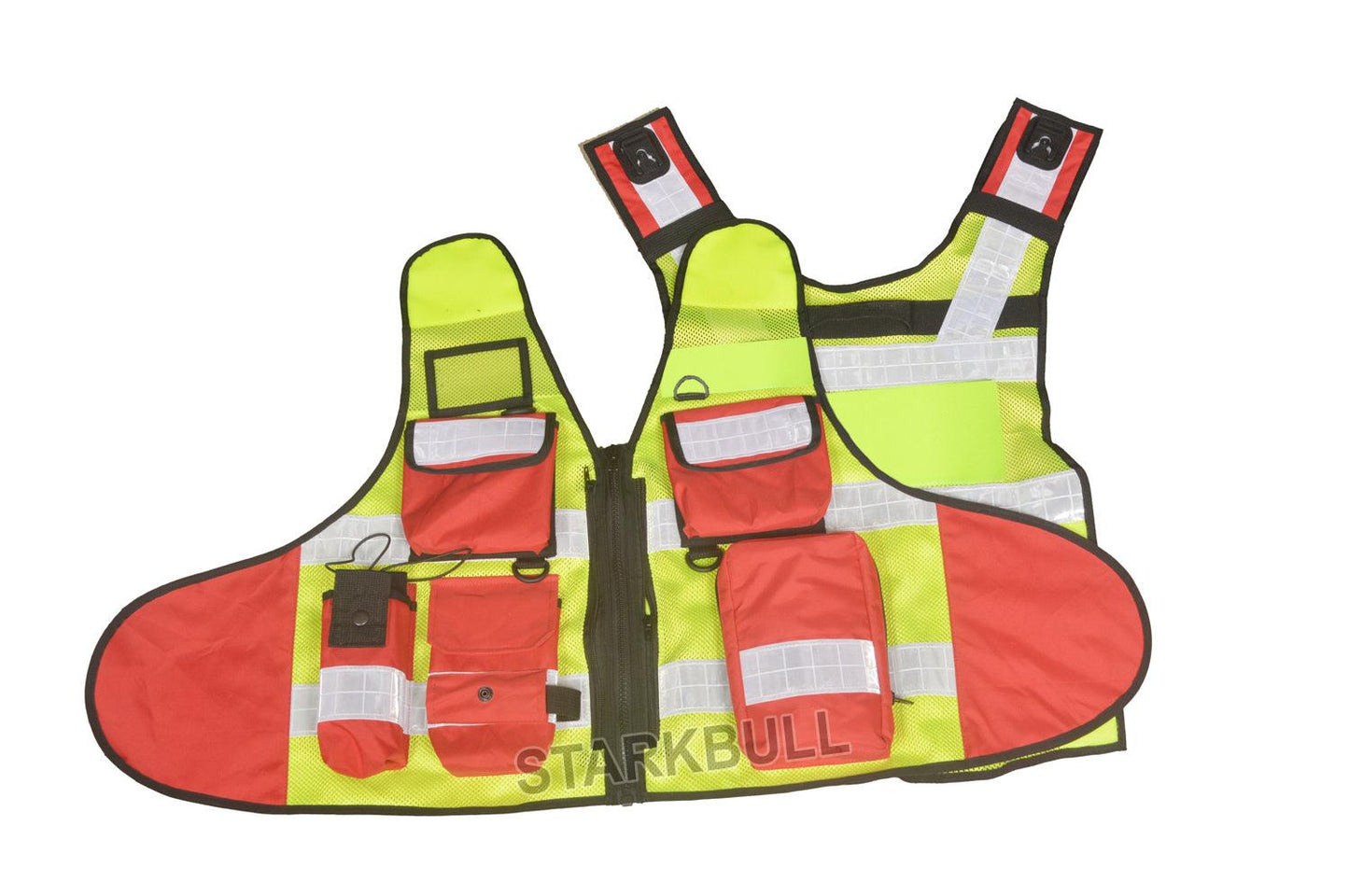 8504 Big Sizes Hi Viz Security Vest with Personalized Patches, High Visibility Tactical Vest - Starkbull Hi Viz Vests