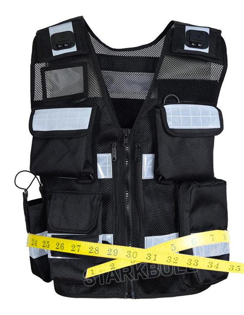 8506 Black Big Sizes Hi Viz Security Vest with Personalized Patches, High Visibility Tactical Vest - Starkbull Hi Viz Vests