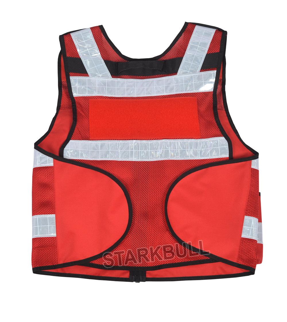 8511 Red Big Sizes Hi Viz Security Vest with Personalized Patches, High Visibility Tactical Vest - Starkbull Hi Viz Vests