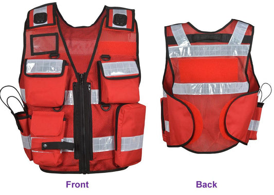 8511 Red High Visibility Security Vest, Hi Viz Dog Handler Vest, Multi-function Tactical Vest - Starkbull