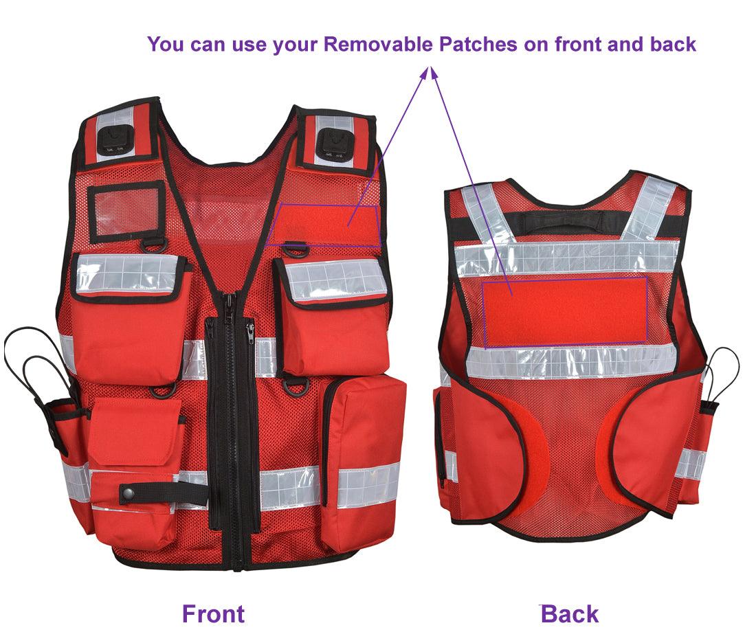8511 Red High Visibility Security Vest, Hi Viz Dog Handler Vest, Multi-function Tactical Vest - Starkbull
