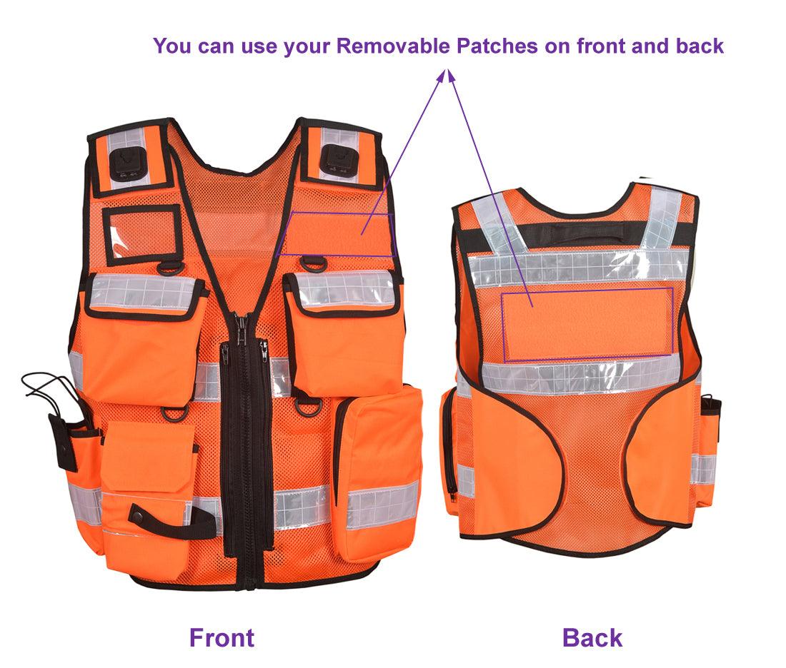 8512 Orange High Visibility Security Vest, Hi Viz Dog Handler Vest, Multi-function Tactical Vest - Starkbull