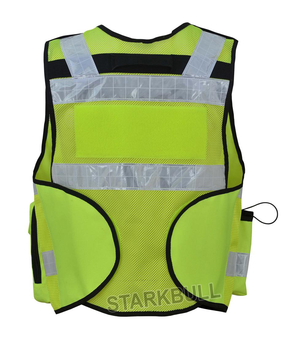 8513 Yellow Big Sizes Hi Viz Security Vest with Personalized Patches, High Visibility Tactical Vest - Starkbull Hi Viz Vests