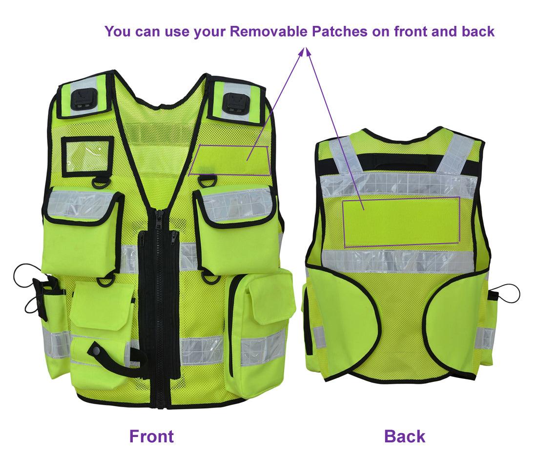 8513 Yellow High Viz Security Vest, High Visibility Dog Handler Vest, Multi-function Tactical Vest - Starkbull