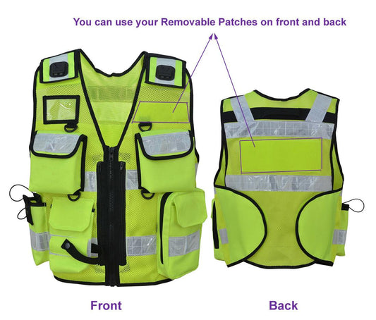 8513 Yellow High Viz Security Vest, High Visibility Dog Handler Vest, Multi-function Tactical Vest - Starkbull