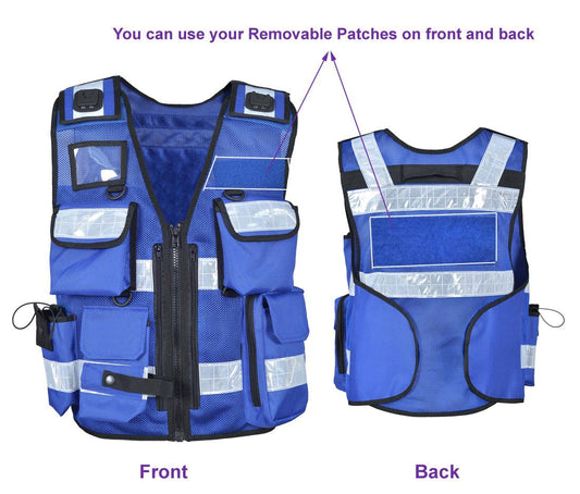 8514 Blue High Viz Security Vest, High Visibility Dog Handler Vest, Multi-function Tactical Vest - Starkbull