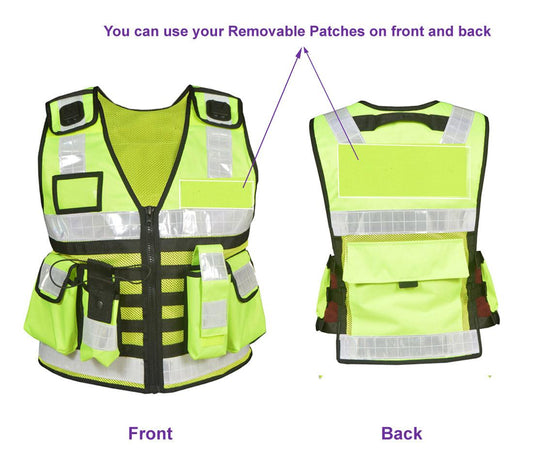 9104 Yellow Hi Viz Security Vest, Hi Viz Dog Handler Multi-function High Visibility Tactical Vest - Starkbull