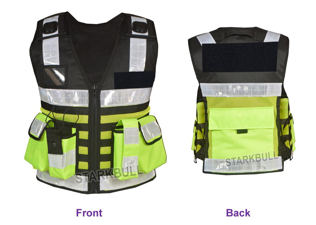 9106 -2 tone Big Sizes Hi Viz Security Vest with Personalized Patches, High Visibility Tactical Vest - Starkbull Hi Viz Vests