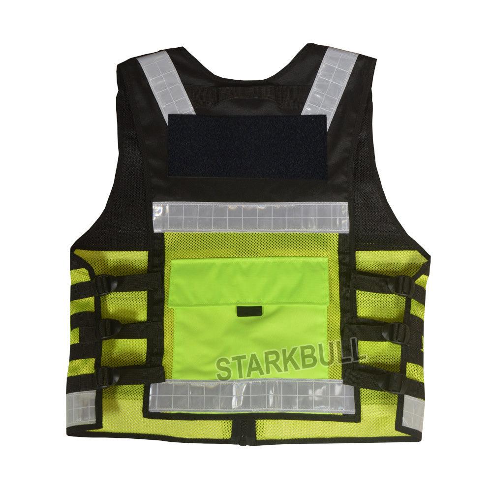 9106 -2 tone Big Sizes Hi Viz Security Vest with Personalized Patches, High Visibility Tactical Vest - Starkbull Hi Viz Vests