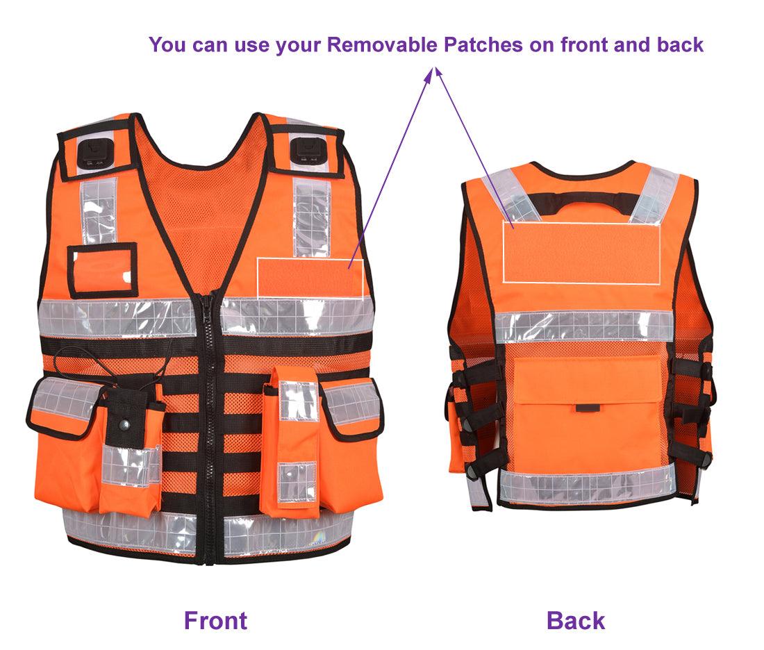 9107 Orange High Visibility Security Vest, Hi Viz Dog Handler Multi-function Hi Viz Tactical Vest - Starkbull