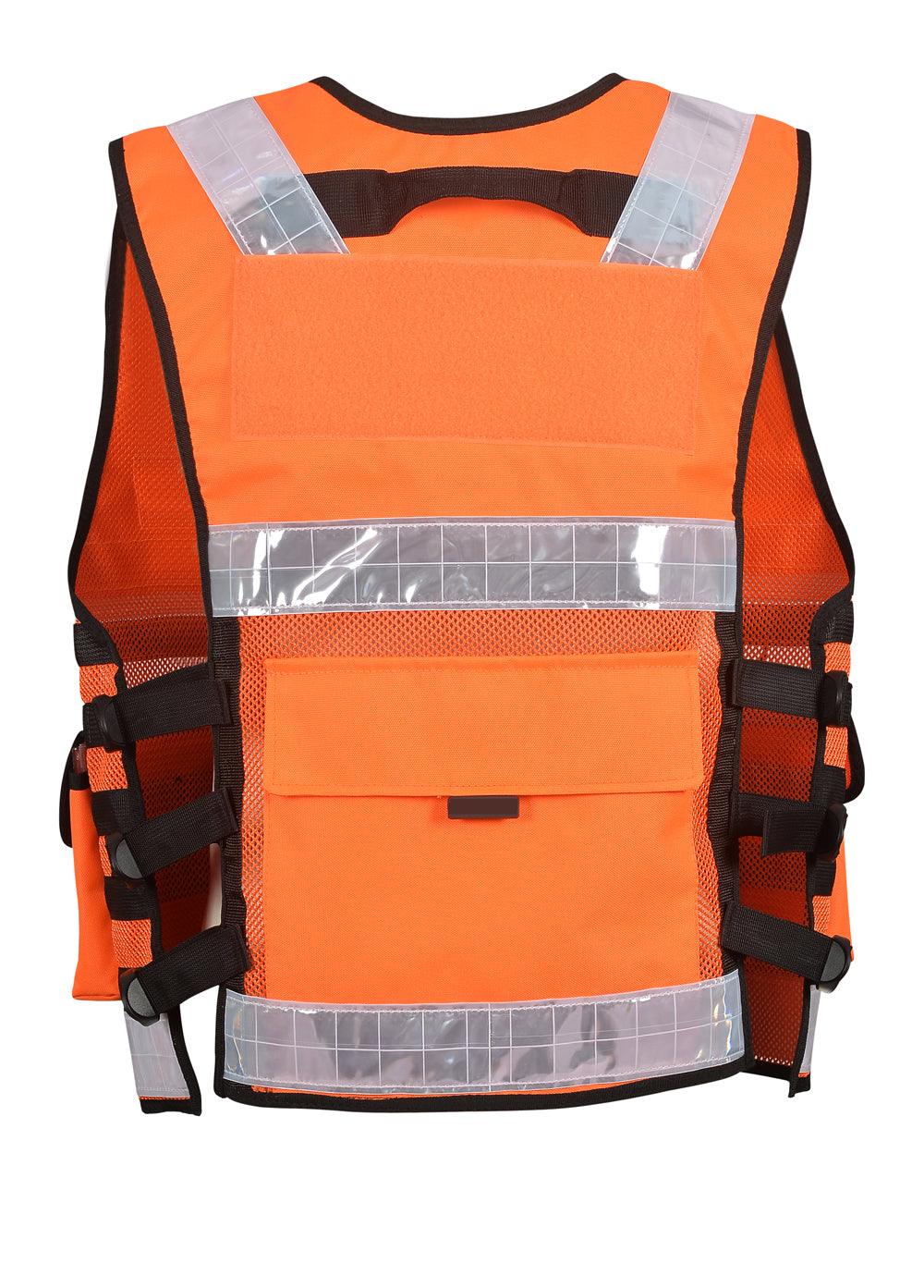 9107 Orange High Visibility Security Vest, Hi Viz Dog Handler Multi-function Hi Viz Tactical Vest - Starkbull