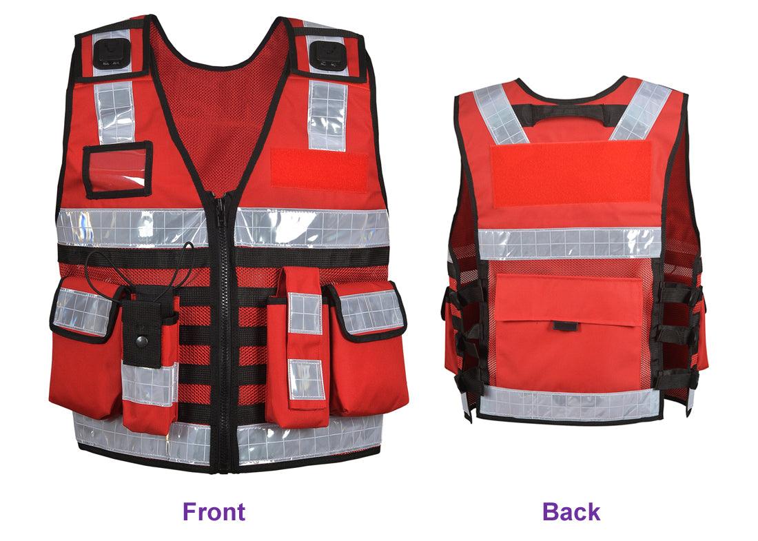 9108 Red High Visibility Security Vest, Hi Viz Dog Handler Multi-function Hi Viz Tactical Vest - Starkbull