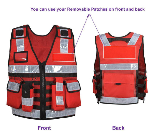 9108 Red High Visibility Security Vest, Hi Viz Dog Handler Multi-function Hi Viz Tactical Vest - Starkbull