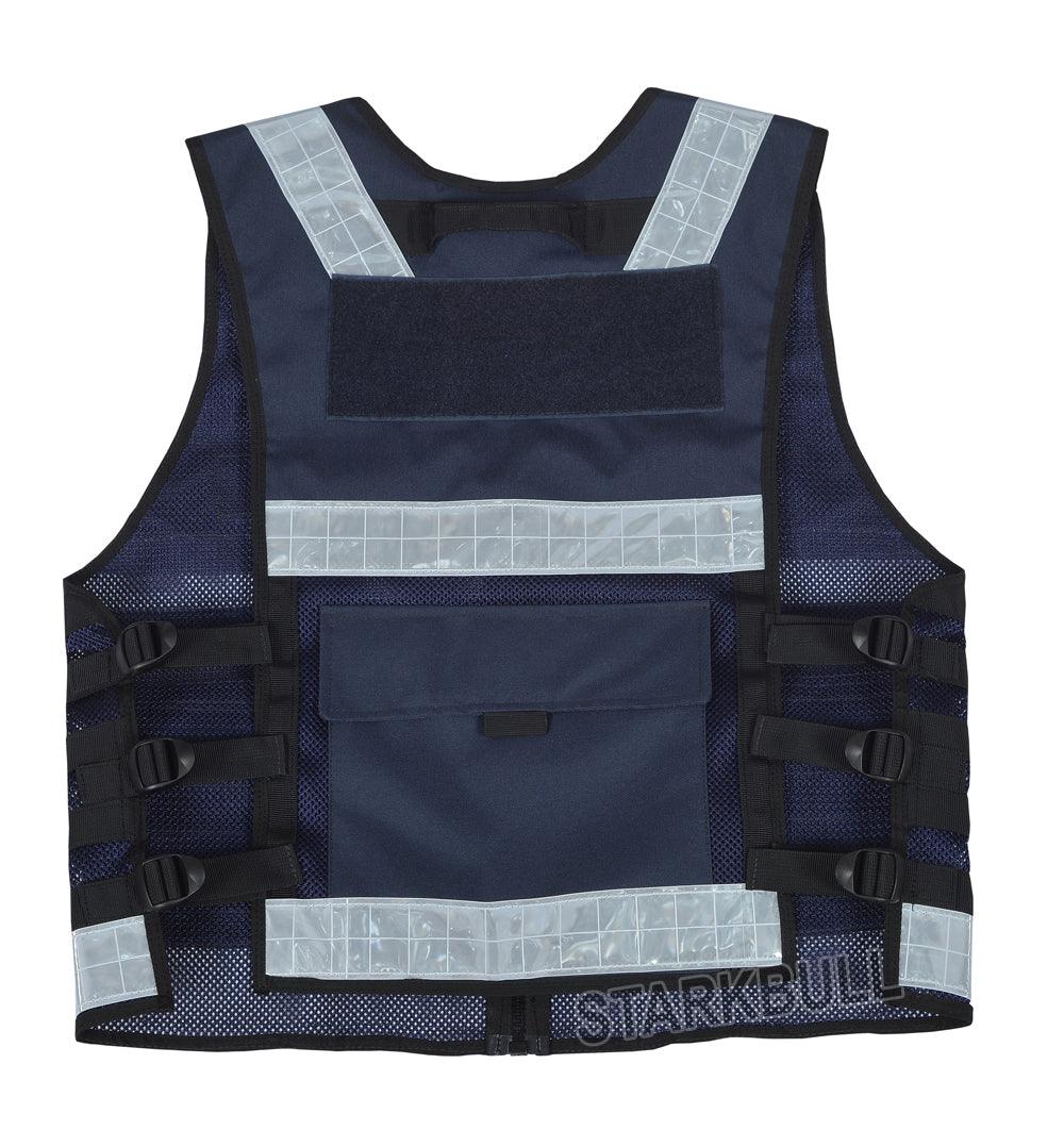 9109 Darkblue Big Sizes Hi Viz Security Vest with Personalized Patches, High Visibility Tactical Vest - Starkbull Hi Viz Vests