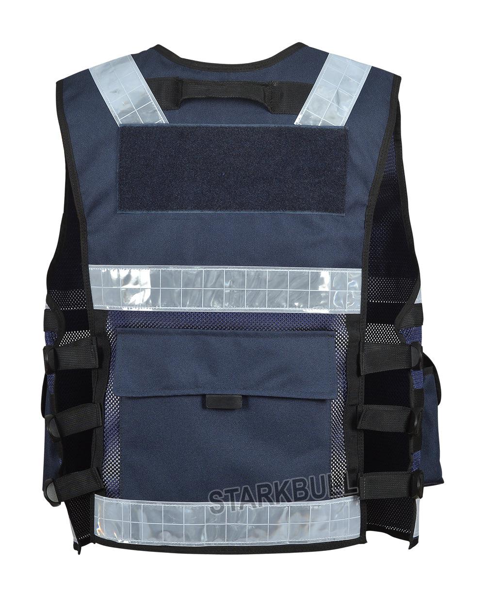 9109 Darkblue Big Sizes Hi Viz Security Vest with Personalized Patches, High Visibility Tactical Vest - Starkbull Hi Viz Vests