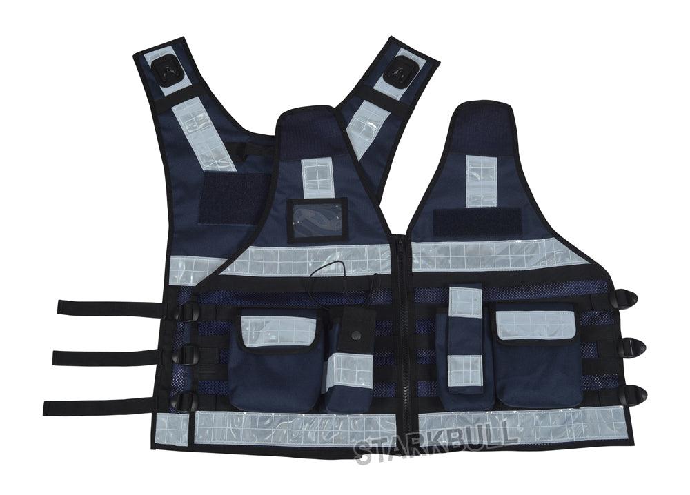 9109 Darkblue Big Sizes Hi Viz Security Vest with Personalized Patches, High Visibility Tactical Vest - Starkbull Hi Viz Vests