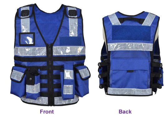 9110 Blue High Visibility Security Vest, Hi Viz Dog Handler Multi-function Hi Viz Tactical Vest - Starkbull