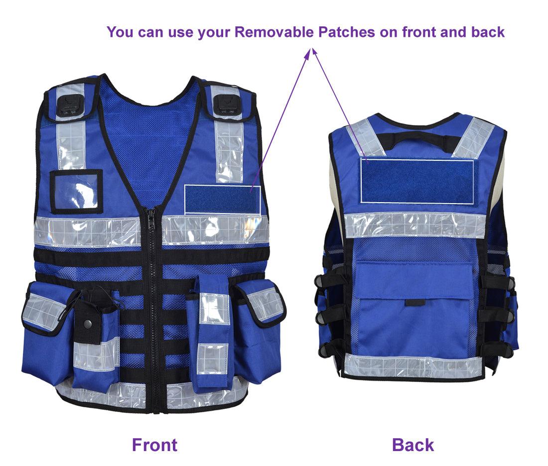 9110 Blue High Visibility Security Vest, Hi Viz Dog Handler Multi-function Hi Viz Tactical Vest - Starkbull