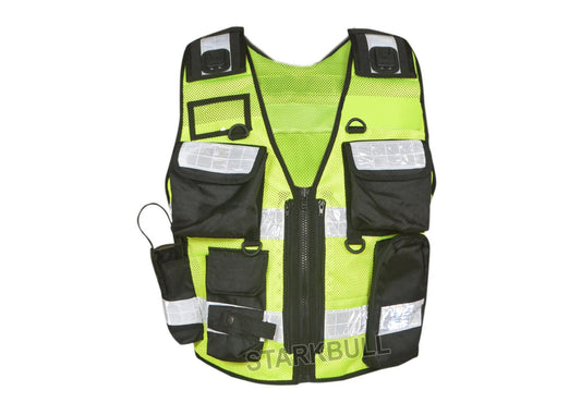 8501 Big Sizes Hi Viz Security Vest with Personalized Patches, High Visibility Tactical Vest - Starkbull Hi Viz Vests
