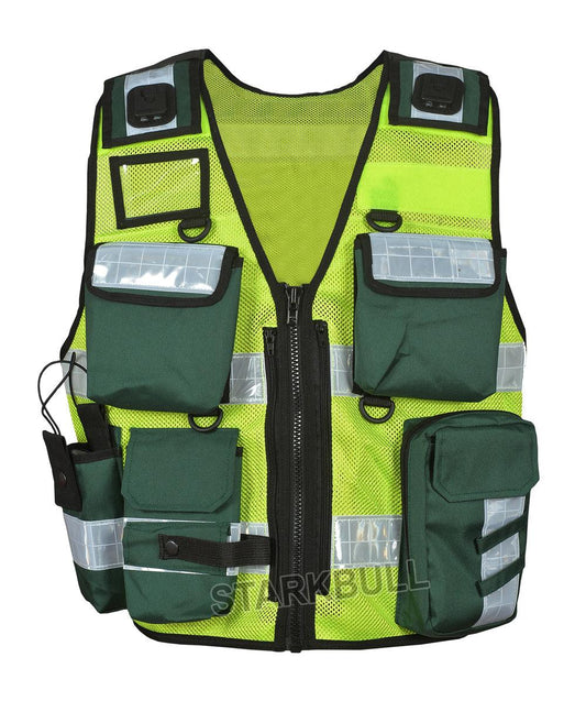 8503 Big Sizes Hi Viz Security Vest with Personalized Patches, High Visibility Tactical Vest - Starkbull Hi Viz Vests