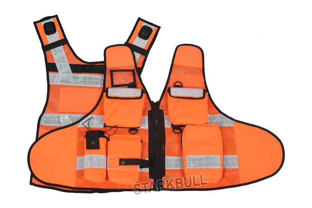 8512 Orange Big Sizes Hi Viz Security Vest with Personalized Patches, High Visibility Tactical Vest - Starkbull Hi Viz Vests