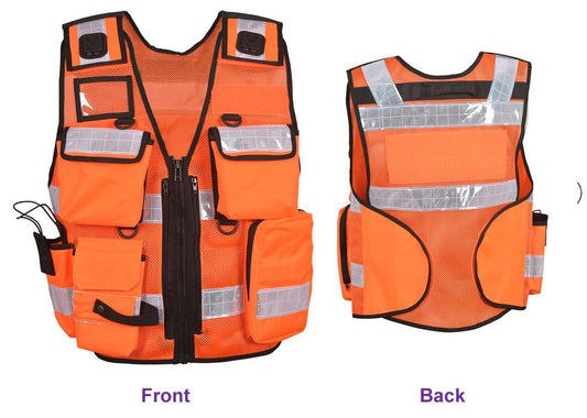 8512 Orange High Visibility Security Vest, Hi Viz Dog Handler Vest, Multi-function Tactical Vest - Starkbull