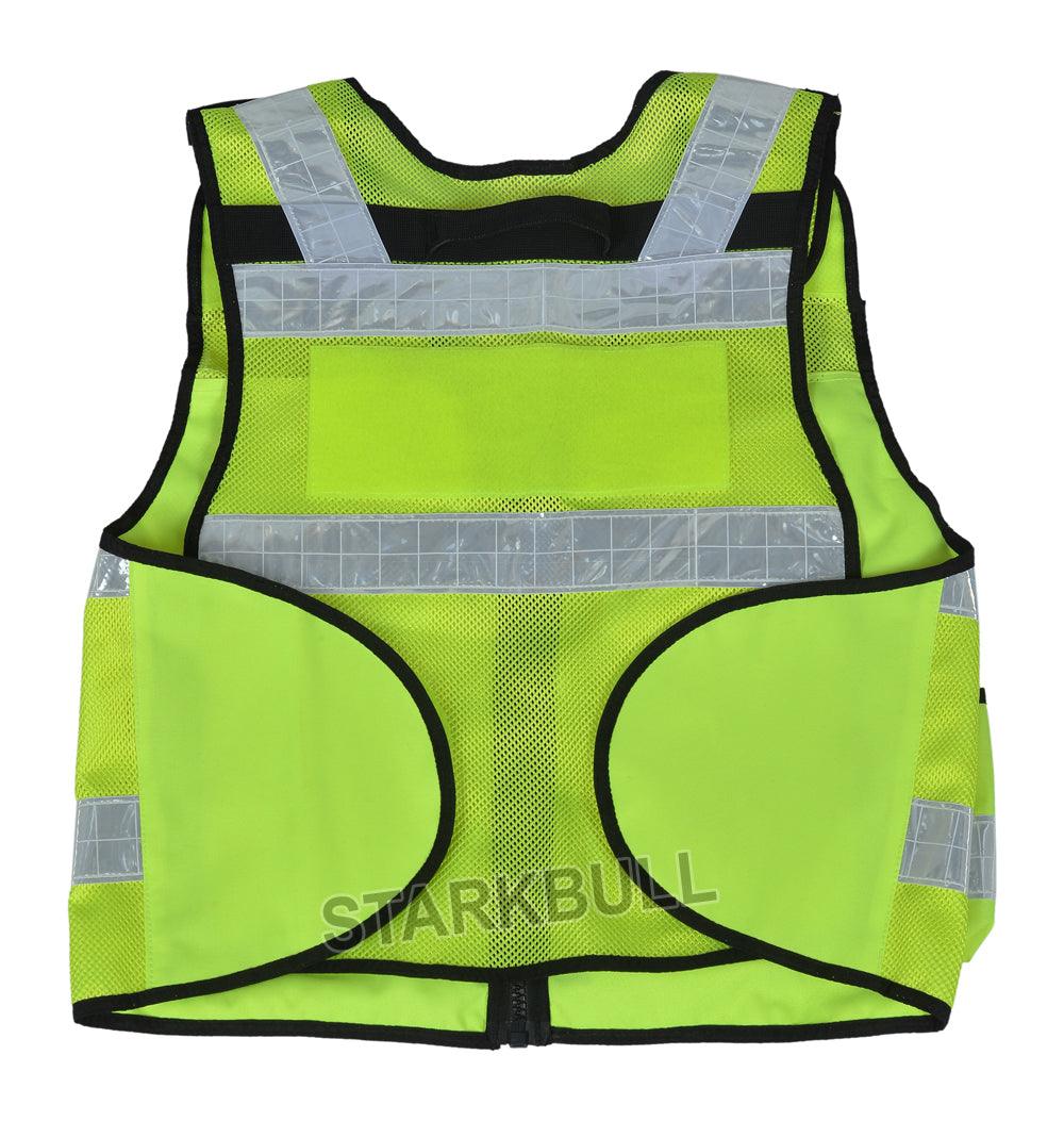8513 Yellow Big Sizes Hi Viz Security Vest with Personalized Patches, High Visibility Tactical Vest - Starkbull Hi Viz Vests