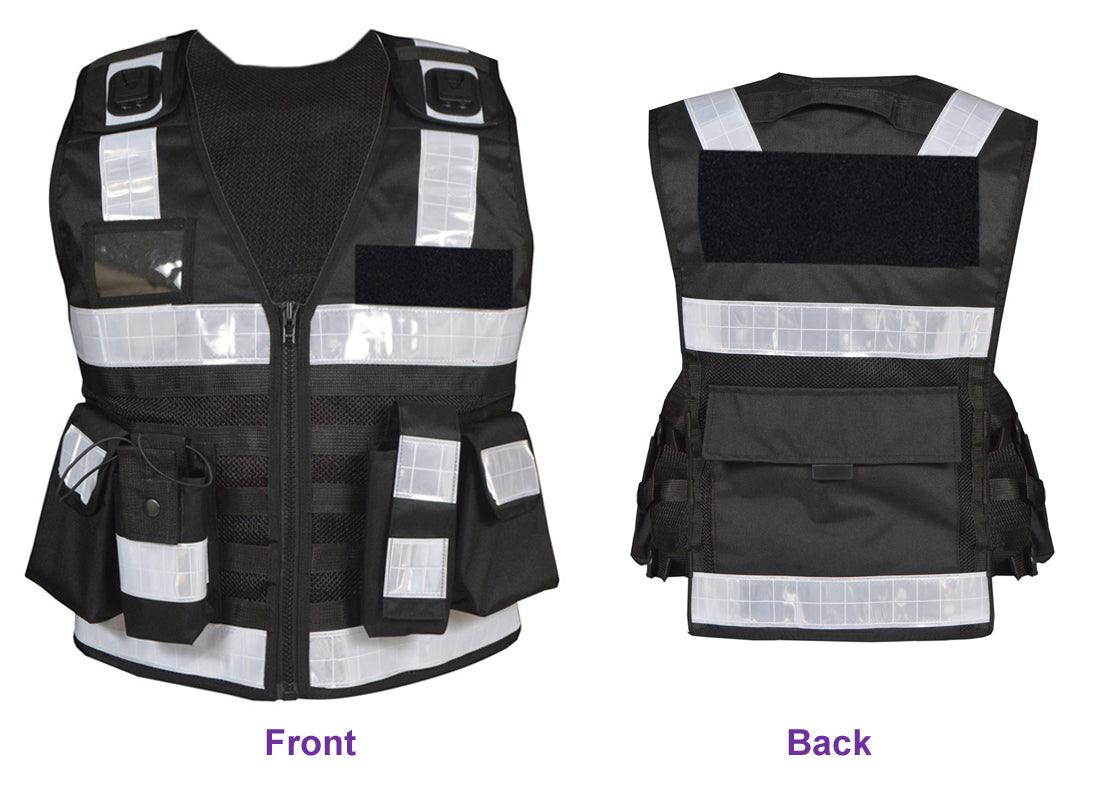 9102 Black High Visibility Security Vest, Hi Viz Dog Handler Multi-function Hi Viz Tactical Vest - Starkbull