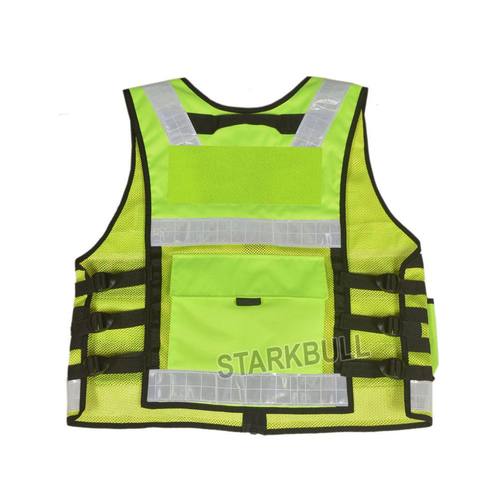 9104 Yellow Big Sizes Hi Viz Security Vest with Personalized Patches, High Visibility Tactical Vest - Starkbull Hi Viz Vests