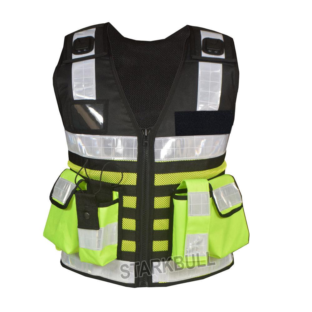 9106 -2 tone Big Sizes Hi Viz Security Vest with Personalized Patches, High Visibility Tactical Vest - Starkbull Hi Viz Vests
