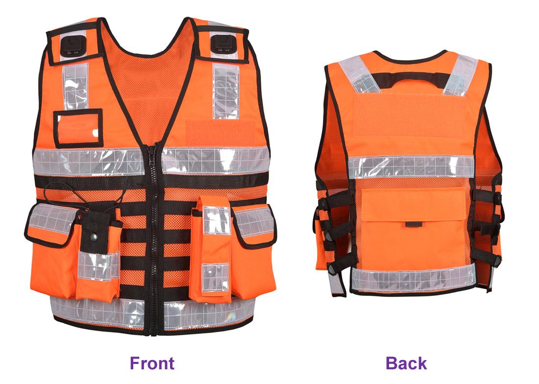 9107 Orange High Visibility Security Vest, Hi Viz Dog Handler Multi-function Hi Viz Tactical Vest - Starkbull