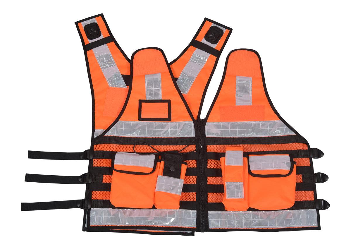 9107 Orange High Visibility Security Vest, Hi Viz Dog Handler Multi-function Hi Viz Tactical Vest - Starkbull