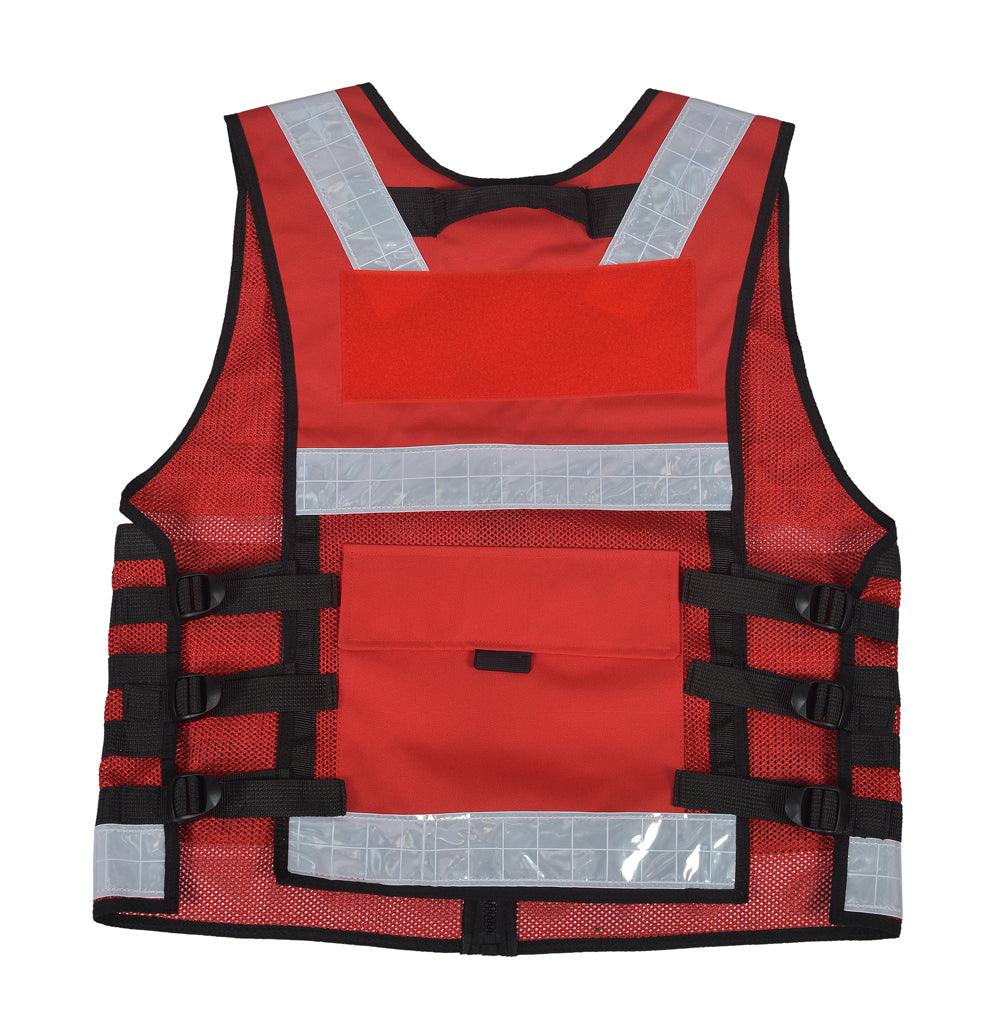 9108 Red High Visibility Security Vest, Hi Viz Dog Handler Multi-function Hi Viz Tactical Vest - Starkbull